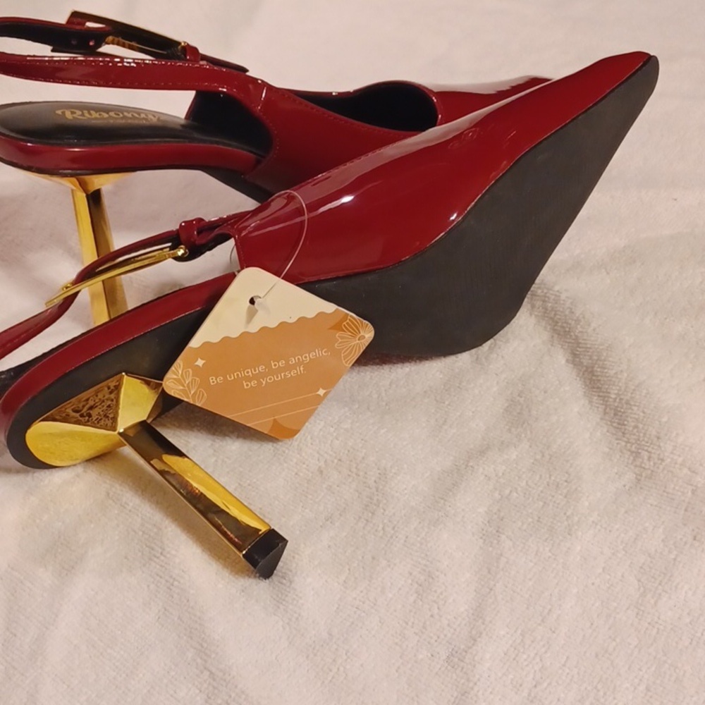 Elegant Burgundy Slingback Heels Ribongz Size 8.5 - Picture 5 of 5